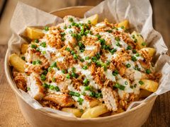 Szampur Fries z kurczakiem z grilla