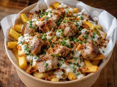 Szampur Fries z karkówką z grilla