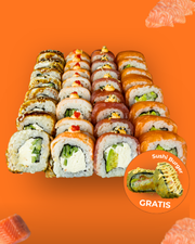 Zestaw "Philadelphia"(32 szt)+Burger z łososiem i krewetką Zestaw "Philadelphia"(32 szt)+Burger z łososiem i krewetką