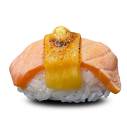 Nigiri z palonym łososiem fusion (nowość!) Nigiri z palonym łososiem fusion (nowość!)