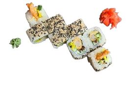 Uramaki krewetka tygrysia w tempurze Uramaki krewetka tygrysia w tempurze